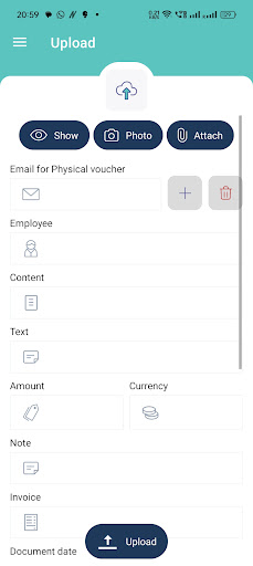 Android application Uniconta Upload screenshort