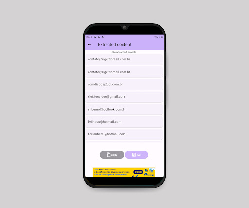 Email extractor from website Screen 3