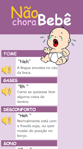 Android application Não Chora Bebê screenshort