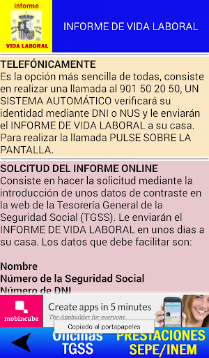 VIDA LABORAL Tutorial Screen 2