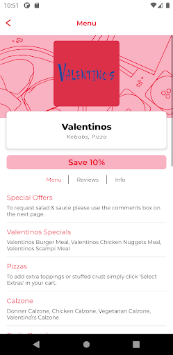 Android application Valentinos S2 screenshort