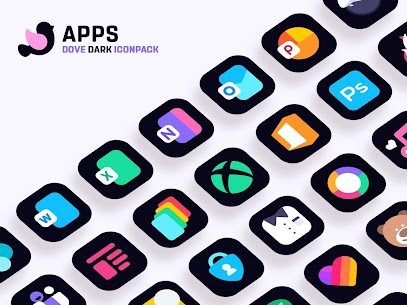 Dove Dark : Icon Pack 5.1 Apk 4