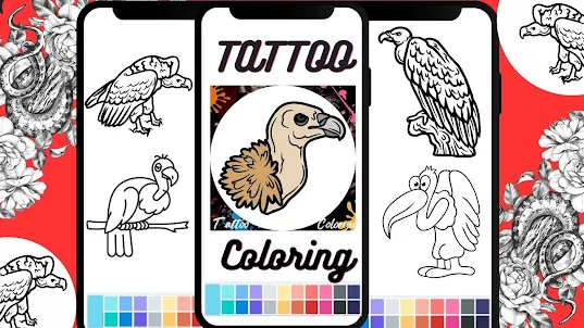 Tattoo Vulture Coloring Book