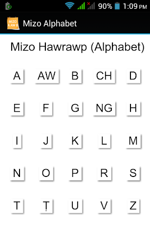 Android application Mizo Alphabet screenshort