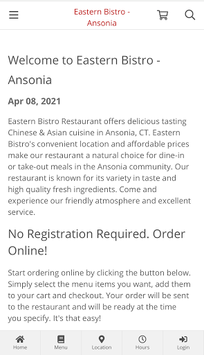 Android application Eastern Bistro - Ansonia Order screenshort