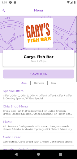 Garys Fish Bar NE17 Screen 2