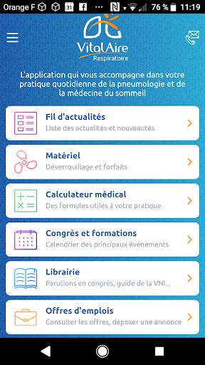 Android application VitalAire Respiratoire screenshort