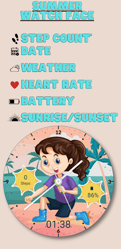 Android application Summer watch face screenshort