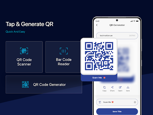 Android application Tap & Generate QR screenshort