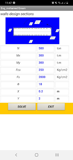 Android application Shear-wall Design screenshort