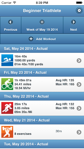 Android application BeginnerTriathlete Mobile screenshort