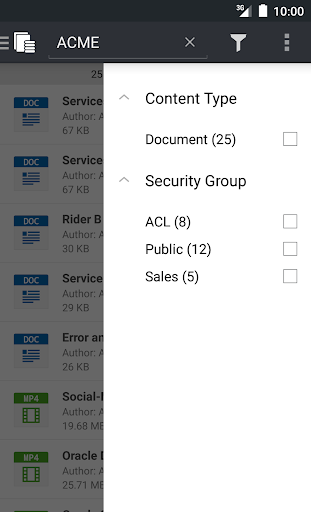 Screenshot of Oracle WebCenter Content