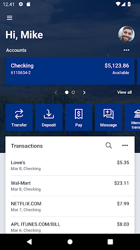 Dow Credit Union Banking Screen 2