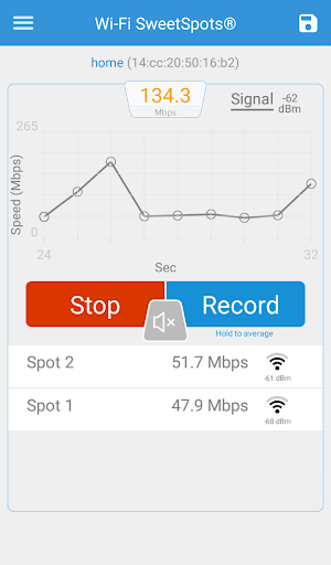 Screenshot of Wi-Fi SweetSpots
