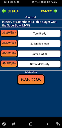 Trivia & Schedule Patriots Fan Screen 2
