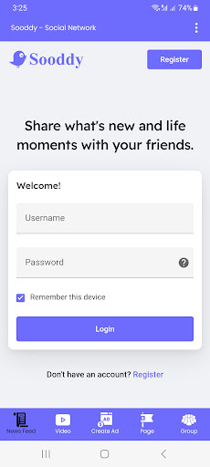 Android application Sooddy - Social Network screenshort