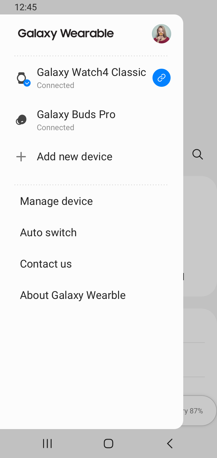 Android application Galaxy Wearable (Samsung Gear) screenshort