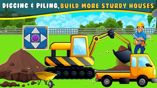 建築施工卡車：房屋建築遊戲