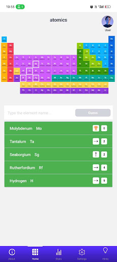 Android application Periodic Table Game | Atomics screenshort