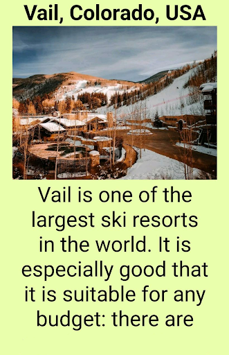 Android application Popular winter holidays screenshort