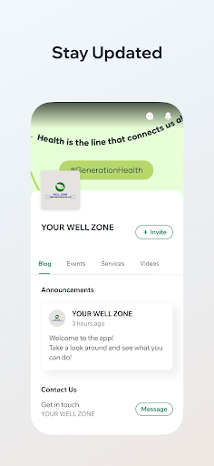 Android application YOUR WELL ZONE screenshort