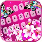 Pink Flower Butterfly Keyboard Background icon