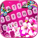 Pink Flower Butterfly Keyboard Background Apk