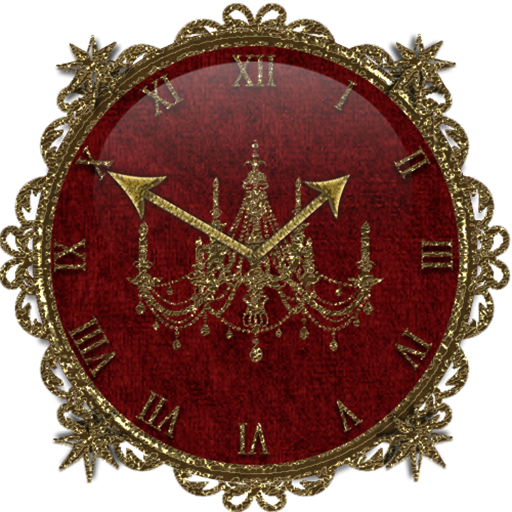 Red Gold Chandelier Clock Widg 1.1 Icon