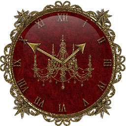 图标图片“Red Gold Chandelier Clock Widg”