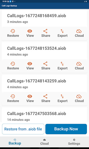 Screenshot of Call Logs Backup
