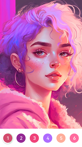 Android application Girls Paint by Number Coloring screenshort