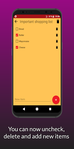 Shared shopping list Screen 3