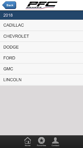 PFC Brakes Parts Finder Screen 2