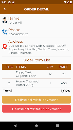 Sungold Organic Delivery App Screen 2