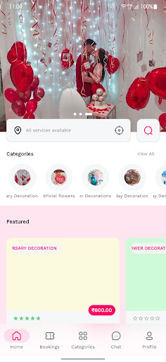 Android application Book my party decoration screenshort