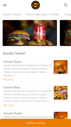 Android application Society Burger screenshort