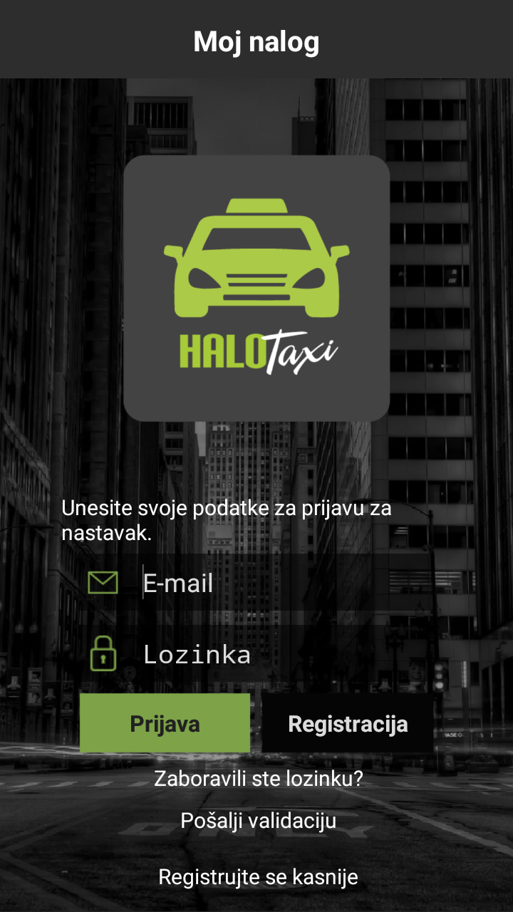 Android application Taxi HALO screenshort