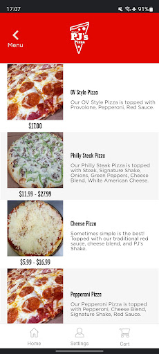 Screenshot of Original PJ's Pizza