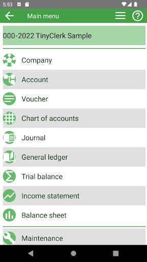 Android application TinyClerkFree screenshort
