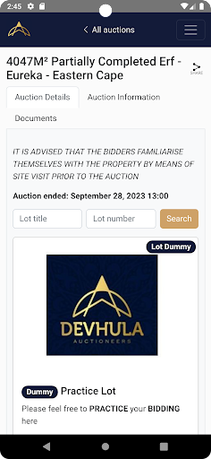 Devhula Auctioneers Screen 2