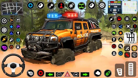 警察モンスタートラックカーゲーム
