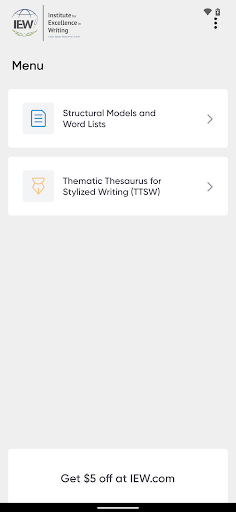 Android application IEW Writing Tools screenshort