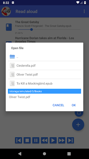 Screenshot of Voice Reader reads texts aloud