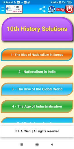 Android application 10th History Solutions screenshort