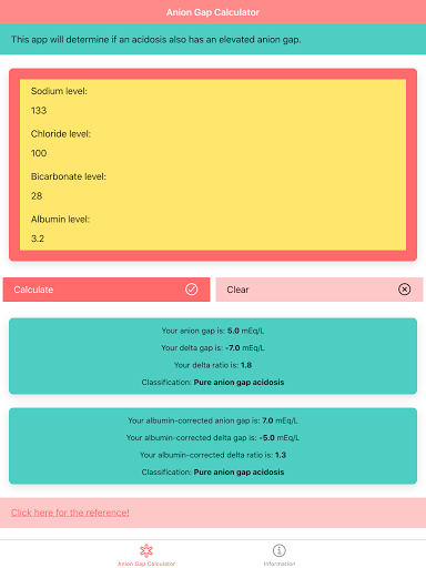 Anion Gap Calculator Screen 3