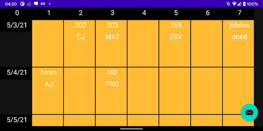 Android application Rozvrh - Aplikace na rozvrh co screenshort
