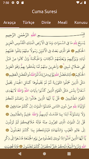 Android application Cuma Suresi (Oku,Dinle) screenshort