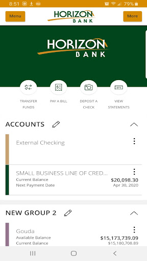 Android application Horizon Bank Mobile Banking screenshort