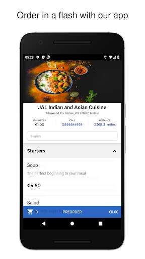 Android application JAL Indian and Asian Cuisine screenshort