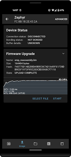 Screenshot of nRF Connect Device Manager